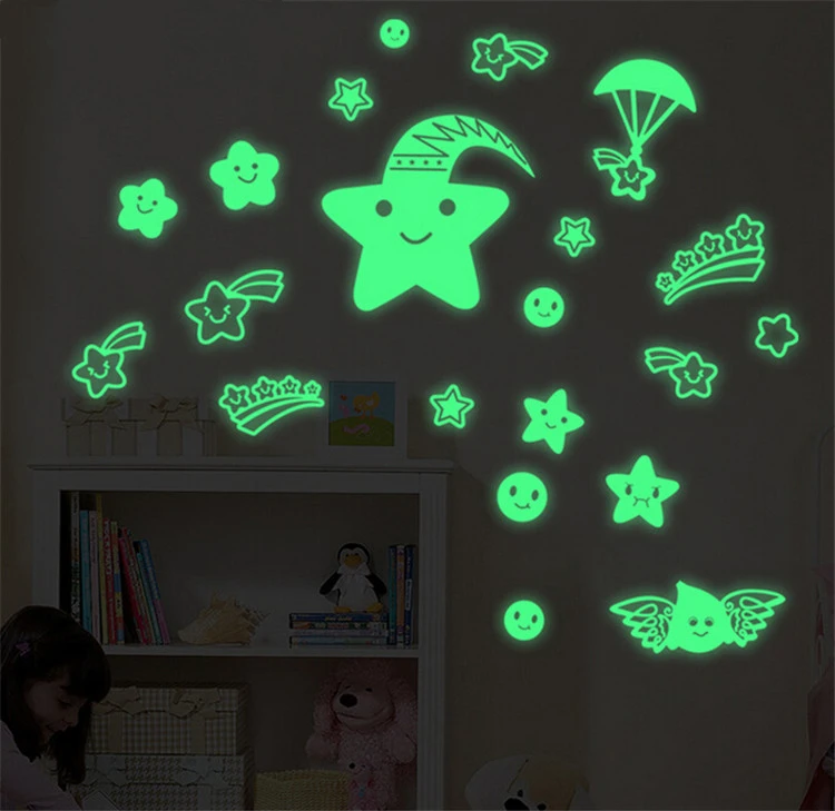 

New arrival Creative Star World Moon Luminous Fluorescent PVC Wall Stickers Home Decor Children Room Mural Decal
