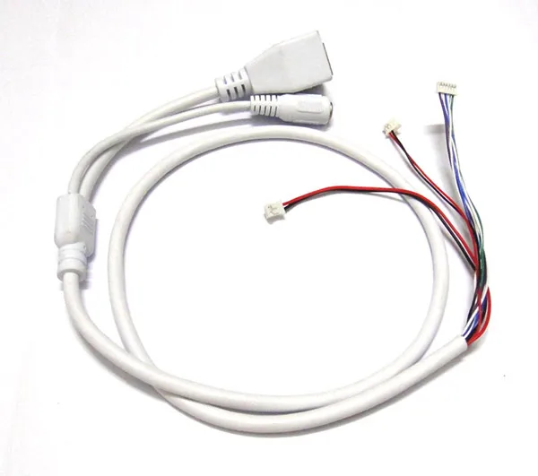 

CCTV IP network Camera PCB Module video power cable, 60cm long,RJ45 female & DC male connectors with Terminals white
