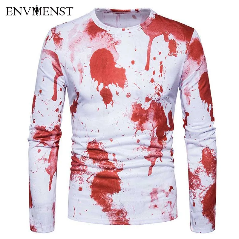 

Envmenst New Men Shirt 2017 Long Sleeve Stylish Slim Fit T-shirt Ink Printed Casual Men Popular Design Tees