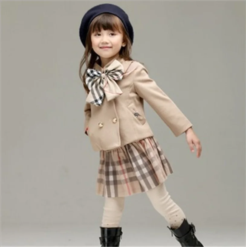 

Girls Baby Childrens Outfits & Sets Kids Clothes 2016 New Atumn Winter Cardigan Coat and Skirts 2Sets ZZ-1098