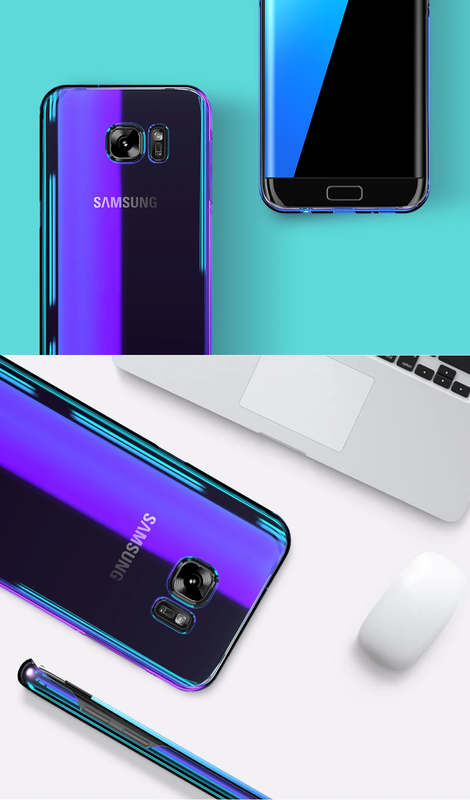 FLOVEME Plating Case For Samsung Galaxy S7 Edge S6 S6 Edge Gradient Color Ultra Thin Hard PC Protective Cover For Galaxy S8 Plus_08