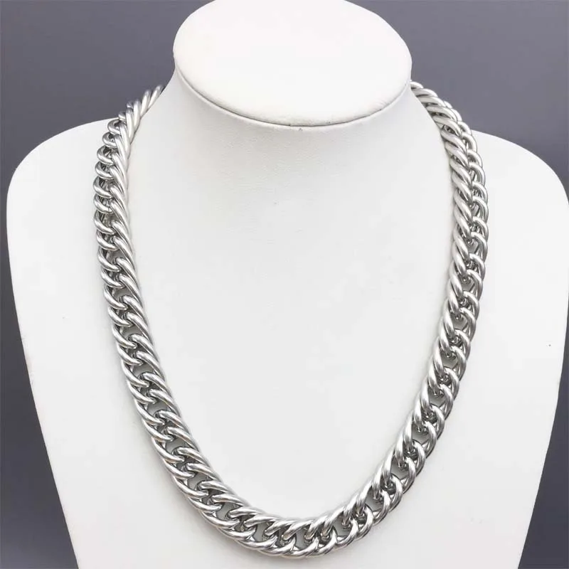 Mens Stainless Steel 14MM Wide Curb Link Cuban Chain Necklacein Chain