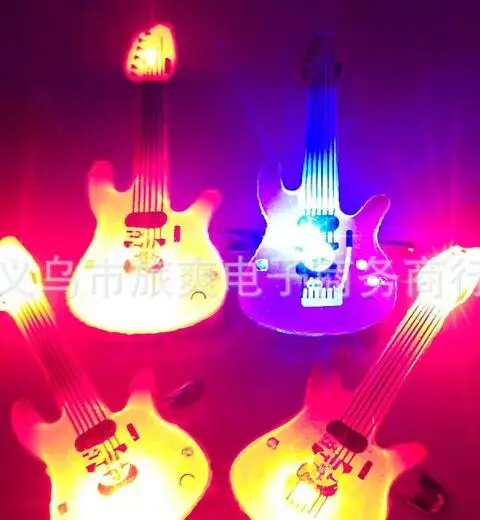 

25 pcs guitar LED Brooch Flashing Badge Party Cheap Gift Glowing Supplies SS-14