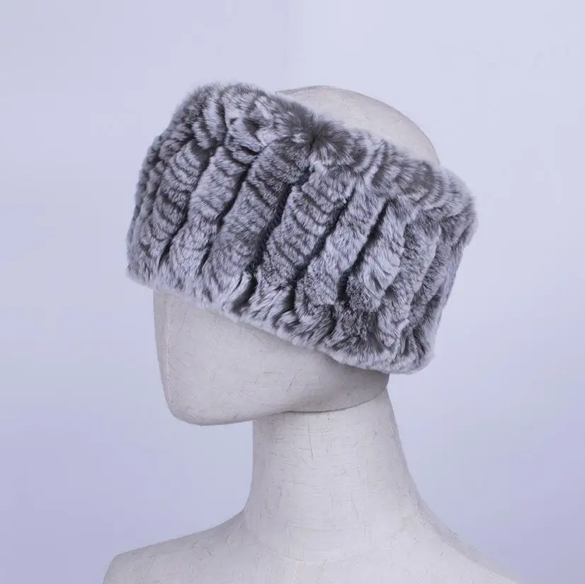 light grey YCFUR, Женская повязка, тюрбан, шарф, натуральный мех, повязки для волос, шарфы для девочек, 2 использования, эластичный шарф, повязки на голову для женщин - Цвет: light grey