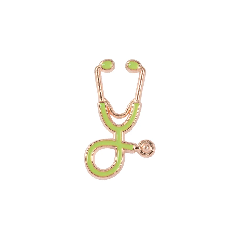 Qihe ювелирные изделия заколка в виде стетоскопа 8 цветов на выбор, брошь медсестры, значки доктора, медицинские ювелирные изделия, стажер, доктор, студенческий подарки врача - Окраска металла: green-gold