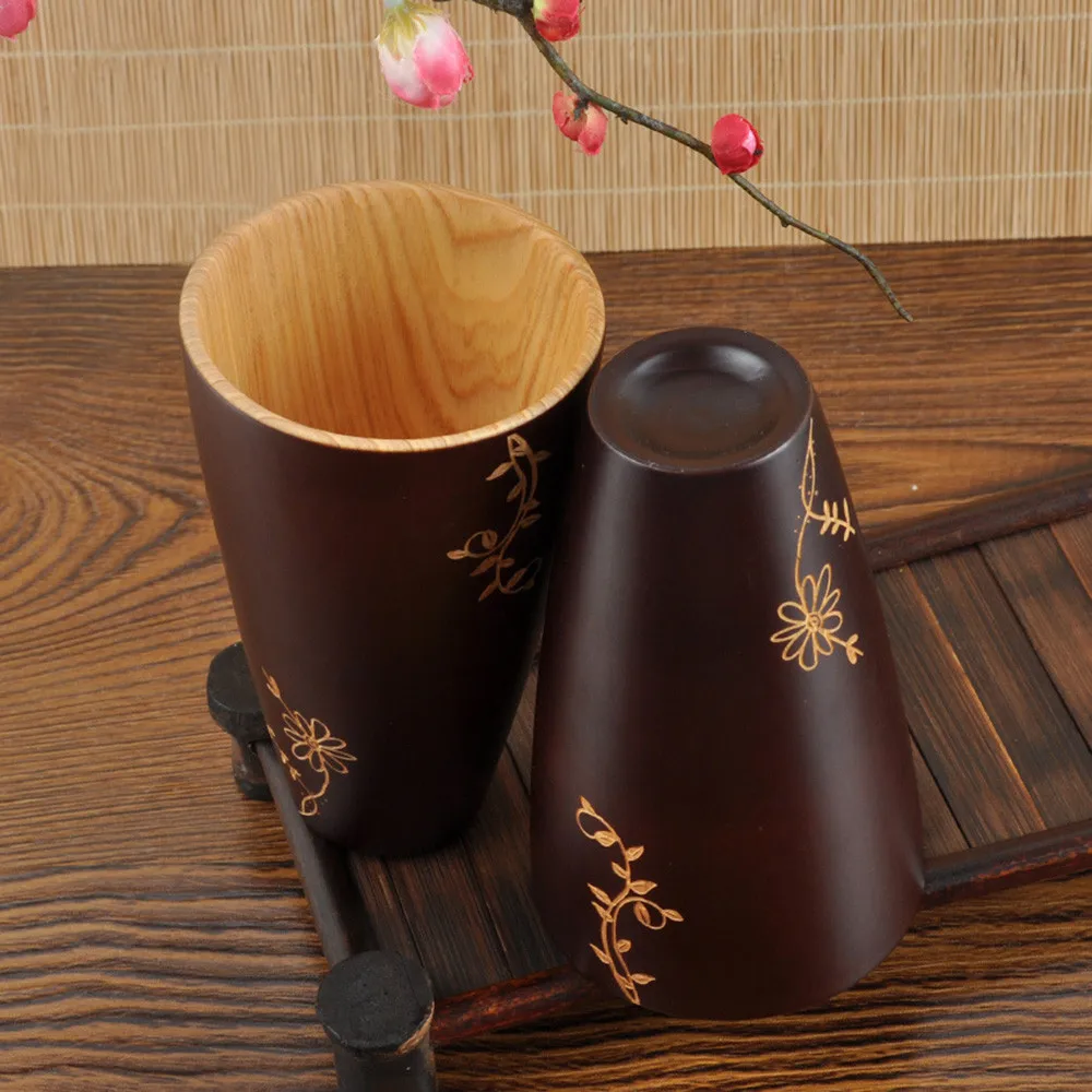 Новая деревянная чашка бревна ручной работы натуральный сувенир ручной работы Дерево кофе чай пиво, сок молоко кружка с ручкой подарок украшение