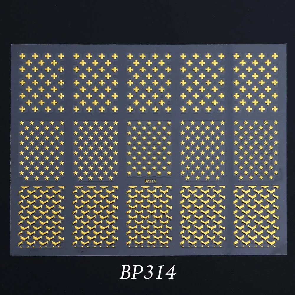 1 шт Горячая штамповка 3D наклейки для ногтей бронзовые Слайдеры для ногтей золотые наклейки деформация полосы линия волна Маникюр украшения BEBP301-316