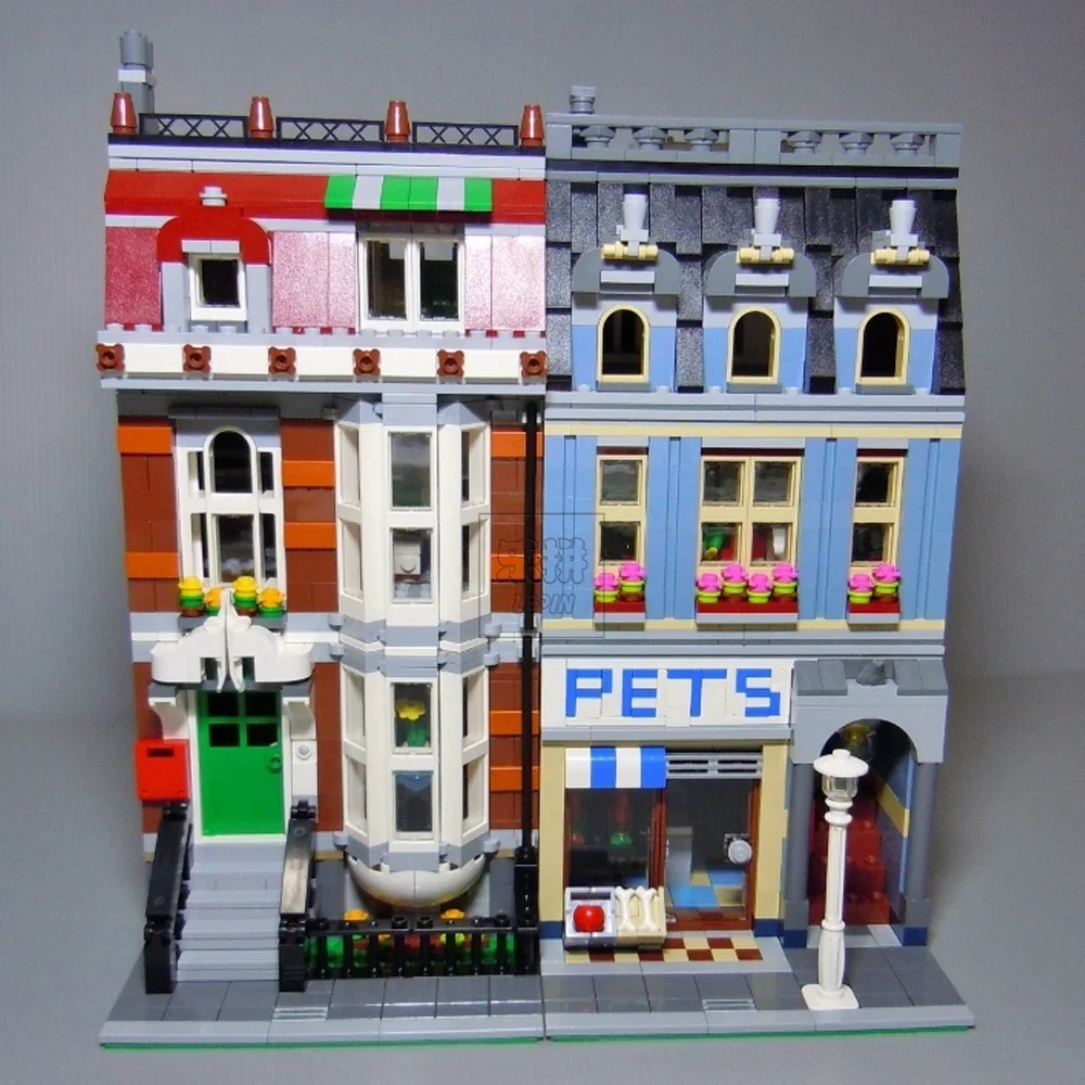 Pаспродажа 15003 15002 15008 15010 15011 15009 2082 шт Pet Shop супермаркет модель городской улица строительные блоки Совместимые 10218 игрушки