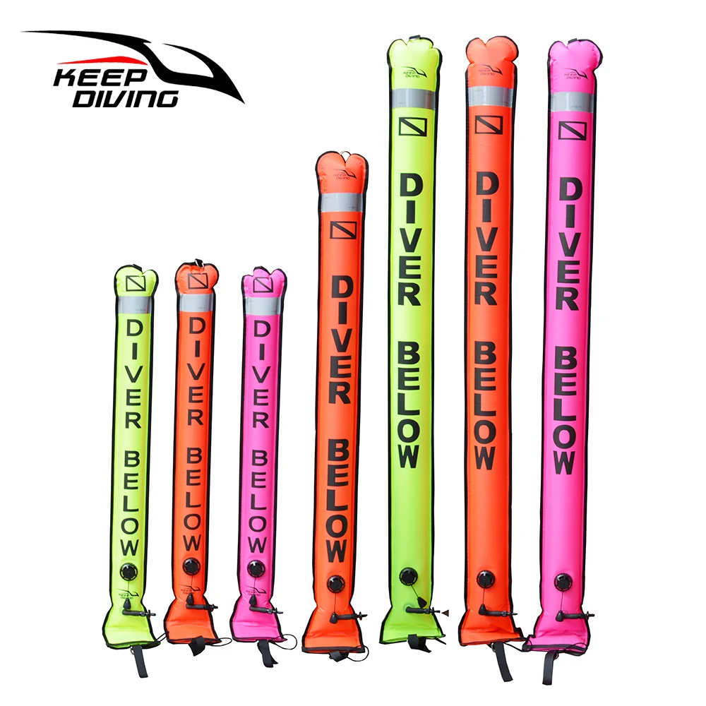 

KEEP DIVING 1.2M/1.5M/1.8M Professional High Quality Scuba Diving Inflatable Safety Sausage Signal Surface Buoy (SMB) Tube