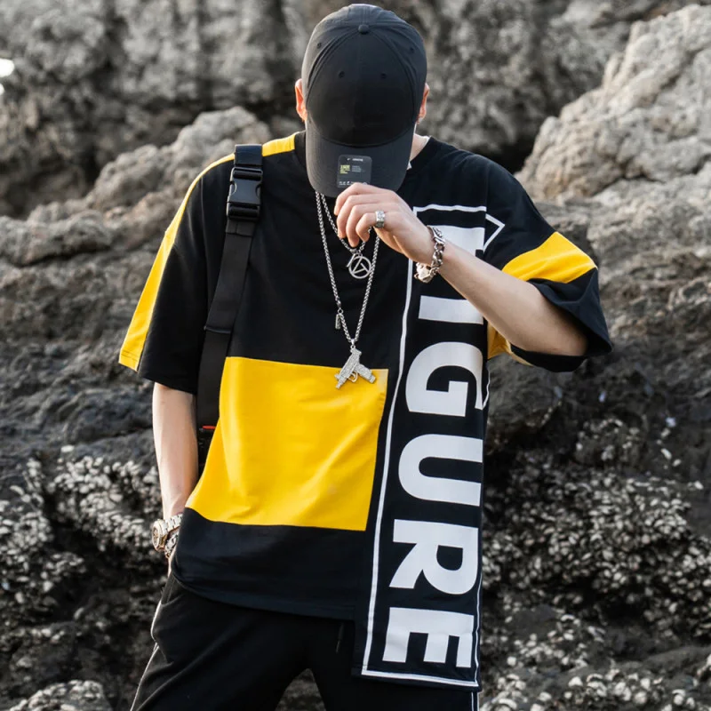 Летняя футболка мужская хип-хоп футболки с модным принтом однотонная хлопковая Футболка уличная Swag рубашки футболки