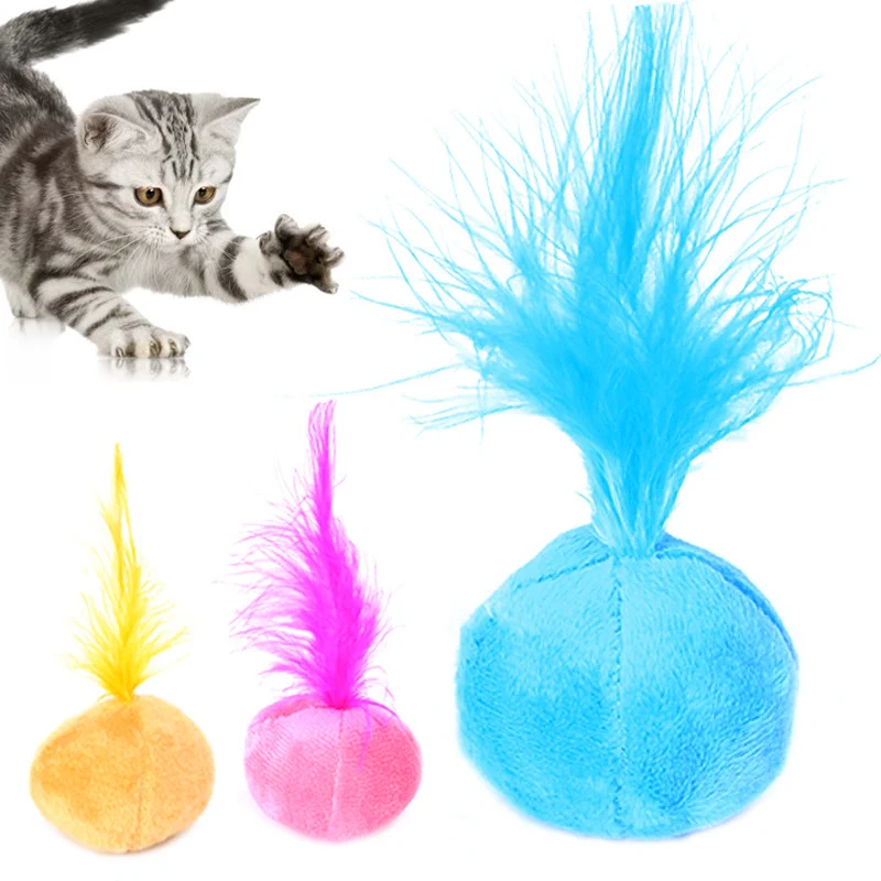 

Pet cat supplies Kitten Play Sound catnip toys Fun Toy feather teaser Interactive 1PC cat toys ball hair ring Cat Teaser