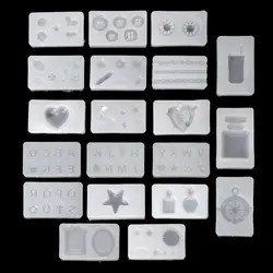 20 шт. силиконовые 3D ногтей Книги по искусству Jewelry плесень набор смолы кабошон Jewelry Подвеска Декор