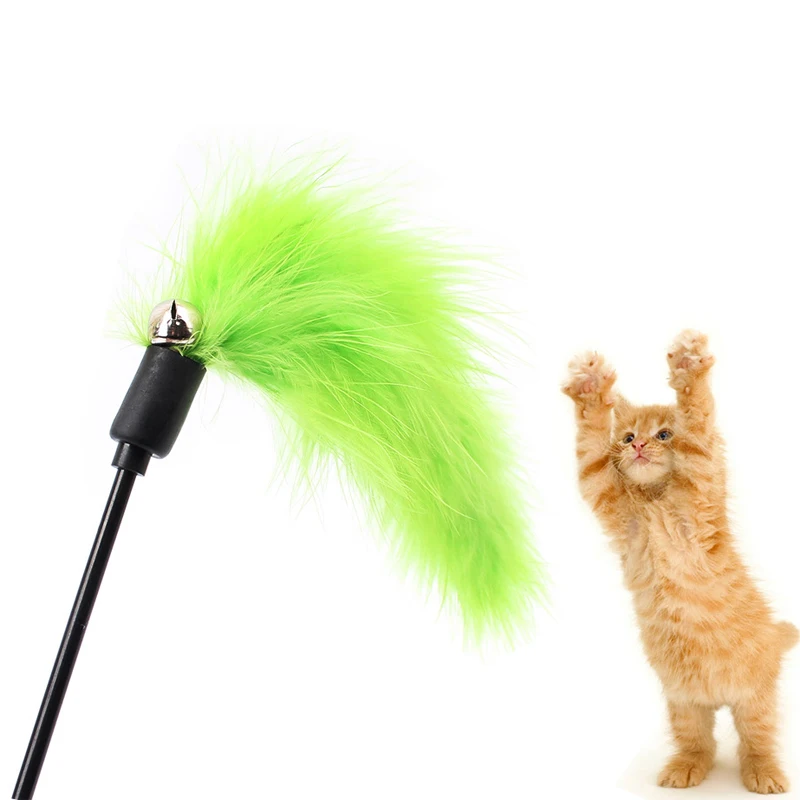 

1pc Premium Pet Interactive Toy Colorful Turkey Feathers Tease Cat Stick Interactive Cat Toy Feather Toys Pet Supplies