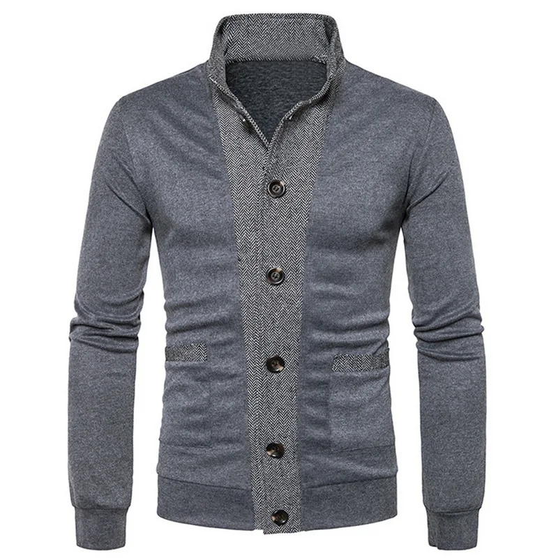

Adisputent Male Cuff Sleeve Fashion Sweater Cardigan Men's Casual Men Classic Button lapel Contrast color Knitted Sweaters