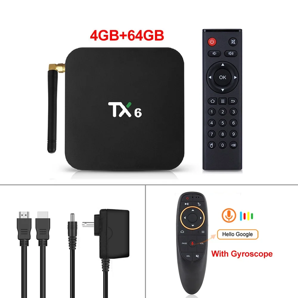 4G64G Voice control 4 ГБ 32 ГБ 64 ГБ Android 9,0 ТВ коробка TX6 Smart tv Box Allwinner H6 четырехъядерный ALICE Wifi HDR 4 к комплект верхней коробки Netflix Media player - Цвет: 4G64G Voice control