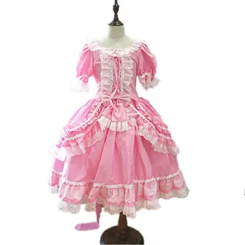 

2019 Summer Kids Girls Kawaii Princess Lolita Dress Japanese Mori Girl Layer Ball Gown Sweet Lace Bow Lace-up Ruffled Dresses