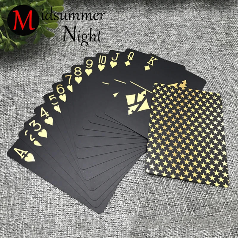 2019 Waterproof plastic pvc playing cards poker pure black color poker cards classic magic tricks tool 3 color Red/Silver/Gold 2019 Waterproof plastic pvc playing cards poker pure black color poker cards classic magic tricks tool 3 color Red/Silver/Gold
