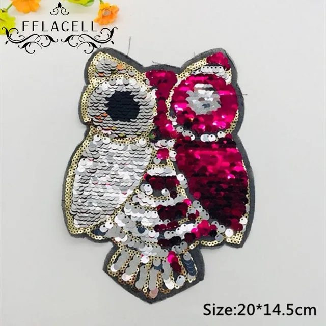 FFLACELL Paillette большая сова ткань аппликация DIY Вышивка блесток патчи для пришивания одежды