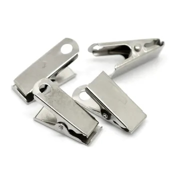 

100Pcs Silver Tone Classic Alloy Strap Clips Office Supplies Jewelry 30x15mm