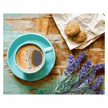 

Frameless Coffee DIY Digital Oil Painting Paint By Number Canvas Artwork Wall Room Home Decor