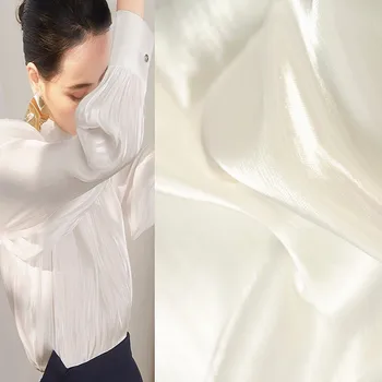 

50x145cm Soft Silky Crystal Satin Pearlescent Fabrics Hang Down Smooth Gown Wedding Dress Bright Outfit Stage Sheen Fabric