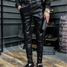 Новинка, мужские Модные брюки из искусственной кожи, персональный локомотив, узкие брюки для певцов в ночном клубе, DJ, одежда для сцены