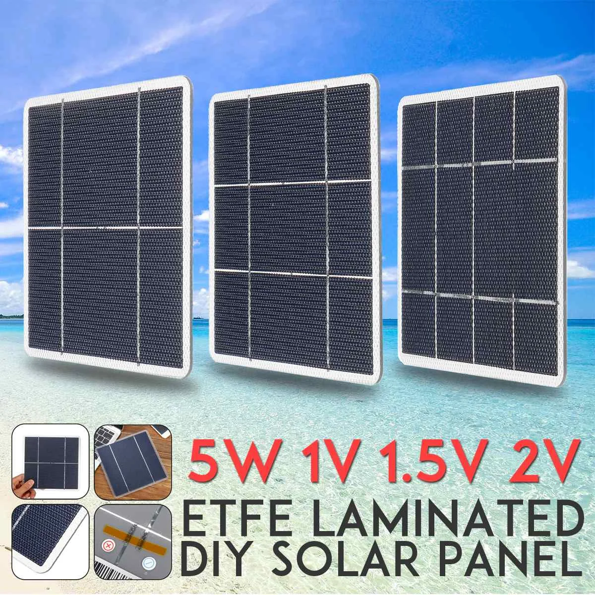 LEORY 5W 170x170mm DIY Monocrystalline Solar Panel ETFE laminated Mono Silicon Cells Photovoltaic Grade A High Efficiency