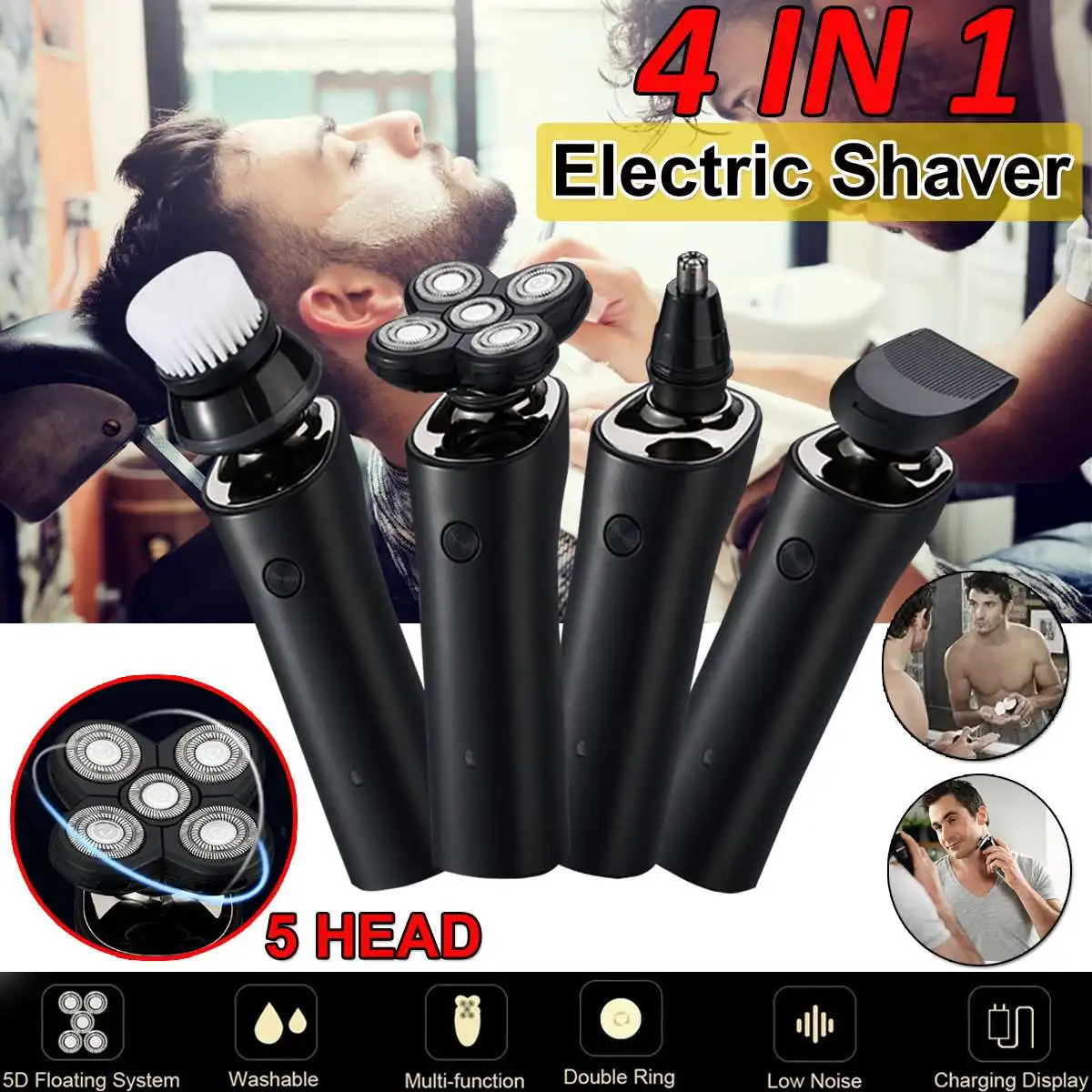 

Five Cutter Head Male Electric Shavers 4 In 1 Shaving Machine Rechargeable Beard Trimmer Multifunctional 5D Floating razor