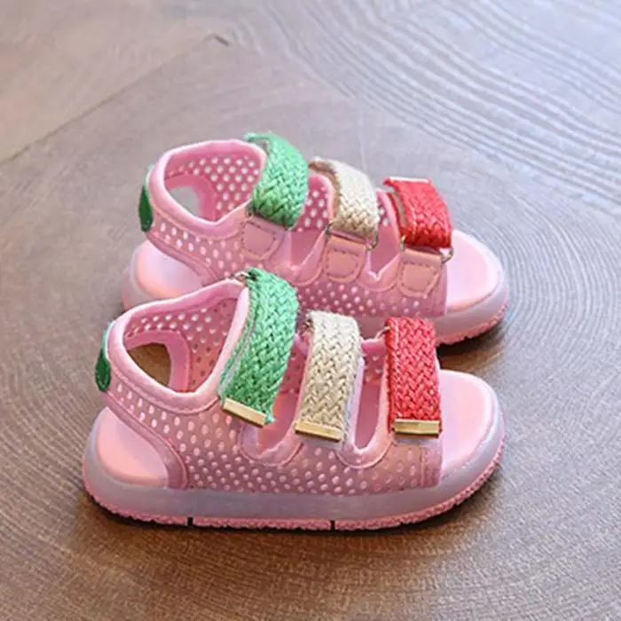 1 пара детских сандалий Летняя Пляжная детская повседневная обувь с светодиодный подсветкой NSV775