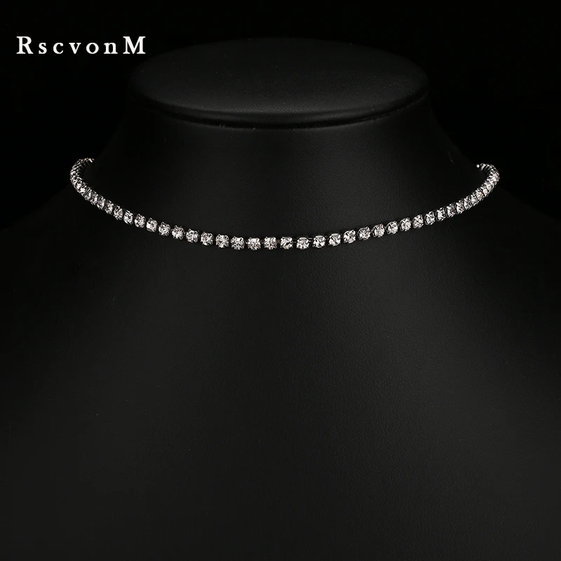 

Crystal Choker gold color silver color Necklace Rhinestone Pendant Jewelry Collar Necklace for women Rhinestone Choker Necklace