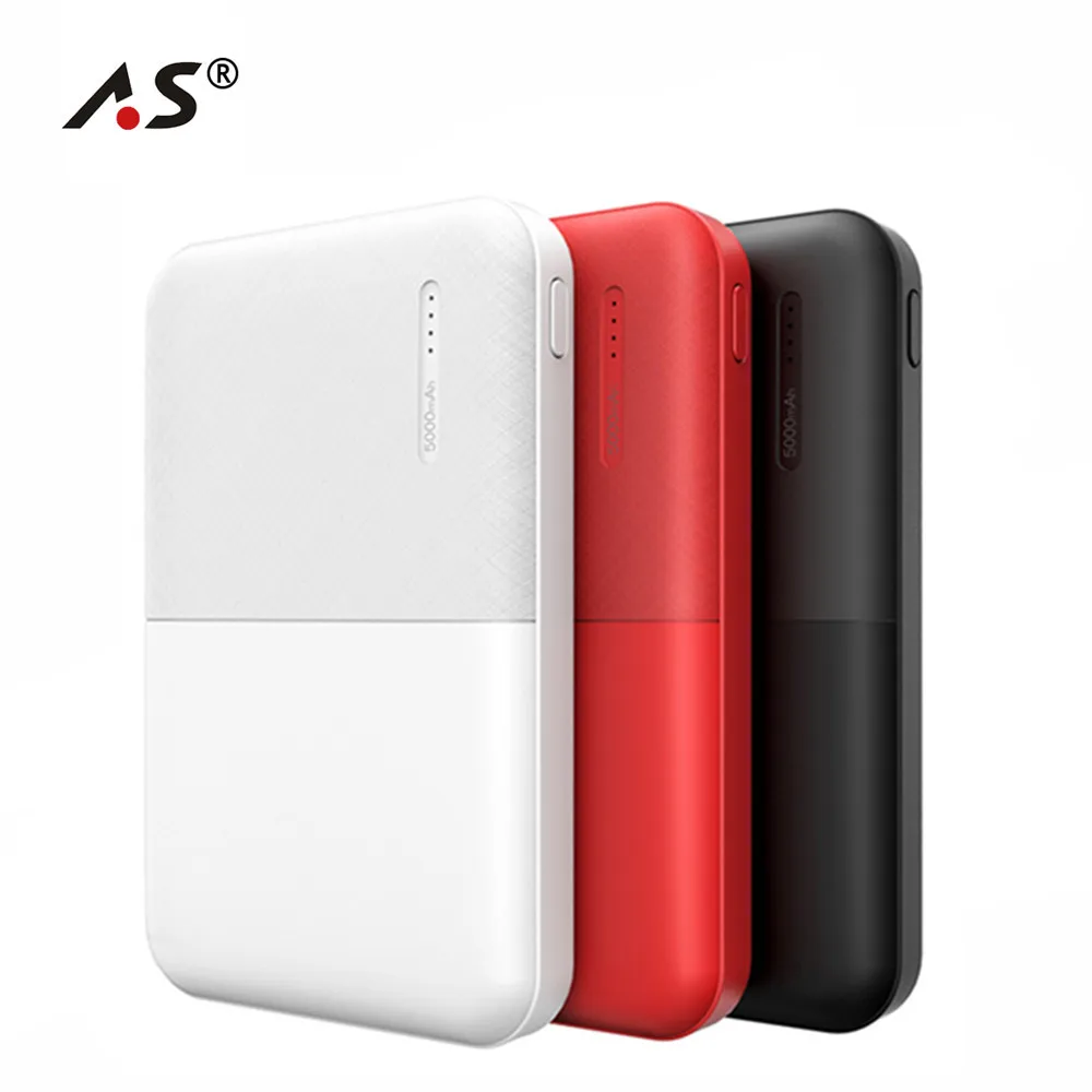 

A.S Slim 5000mAh Power Bank Portable Ultra Thin Mini Powerbank 5000 External Battery Backup Pack for iPhone Poverbank