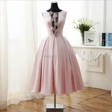 OUMEIYA OED520 sexy Büste offen rosa Satin Tee Länge Real Sample Cocktailkleider Echt Bilder 2016