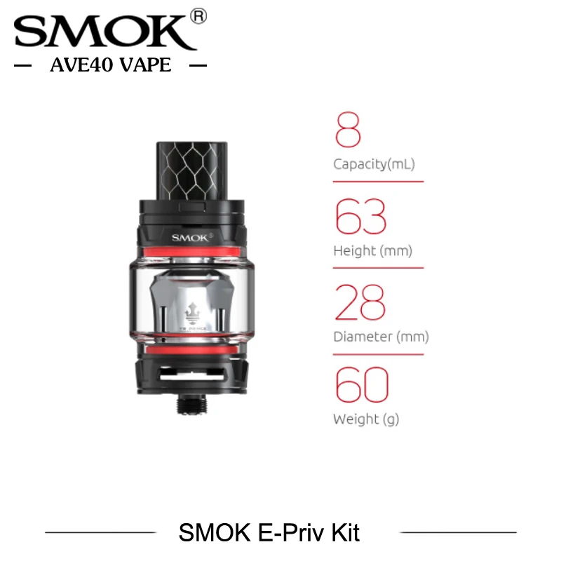 Оригинальная электронная сигарета SMOK E Priv Box Mod Kit 230 Вт испаритель комплект с 8 мл