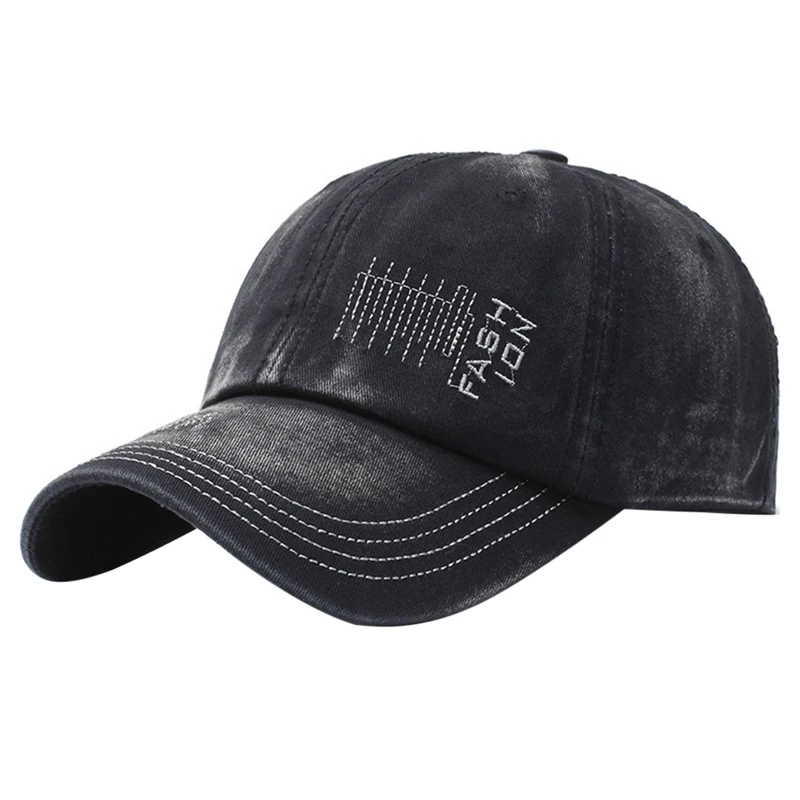Sport Caps Letter Embroidered Washed Denim Peaked Hat Headwear Outdoor Sports Wear With Adjustable Back Hats