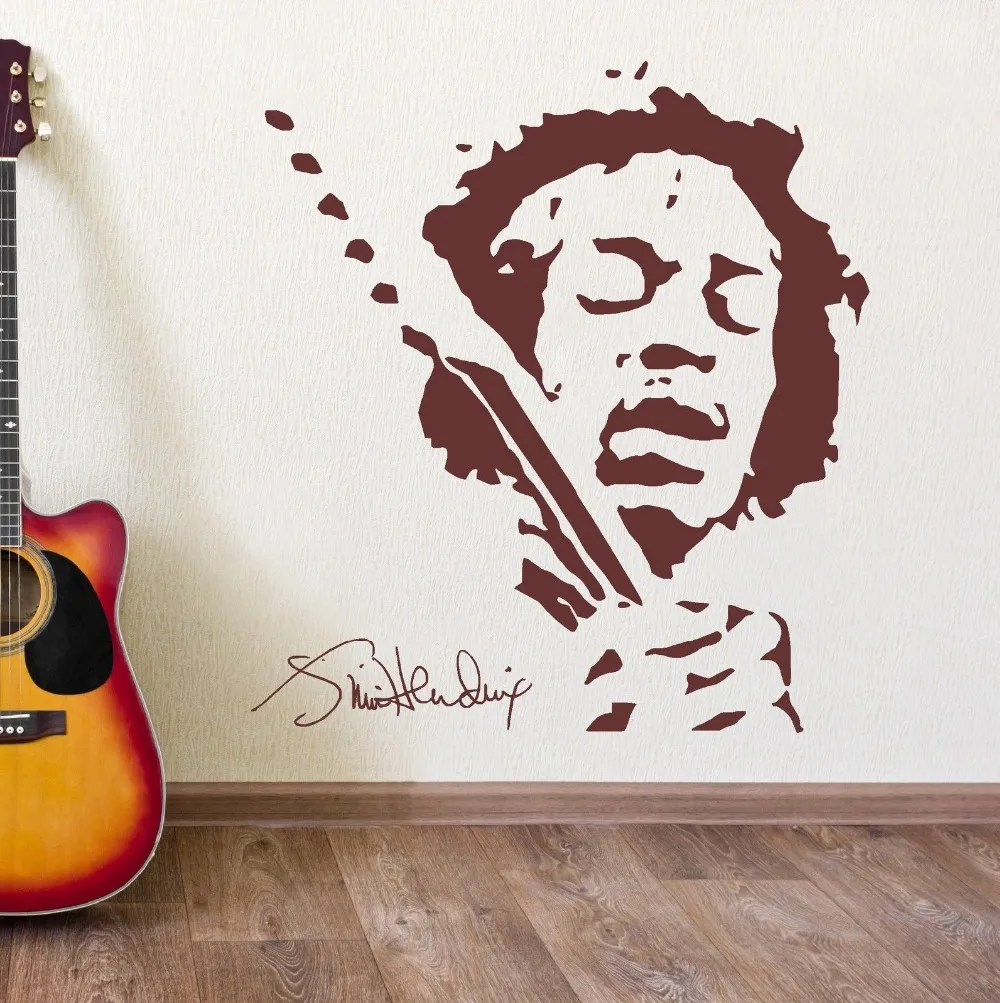Classis JIMMY HENDRIX Music Wall Vinyl Sticker Black Brown Wall