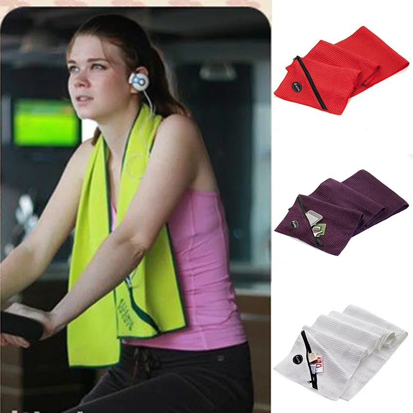 Green World Sport Running Towels, Quick-drying with Pocket ,Outdoor Sports, Cycling, Swimming, Hiking, Climbing, Soft Towel 5