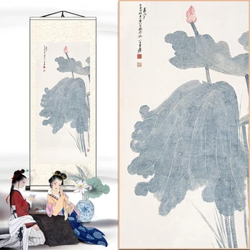 

Chinese painting lotus picture silk hanging painting G