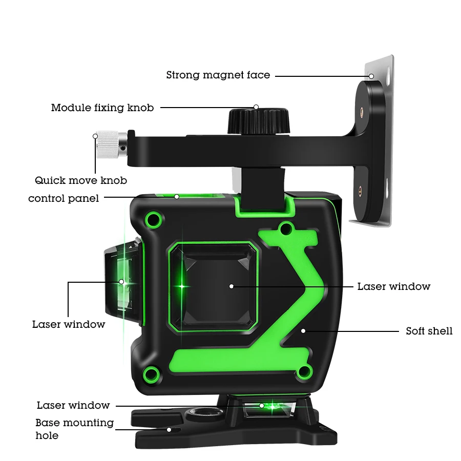 3D Laser Level Self-Leveling 360 Horizontal And Vertical Cross Green 12 Lines 3D Rotary Laser Level Horizontal Vertical