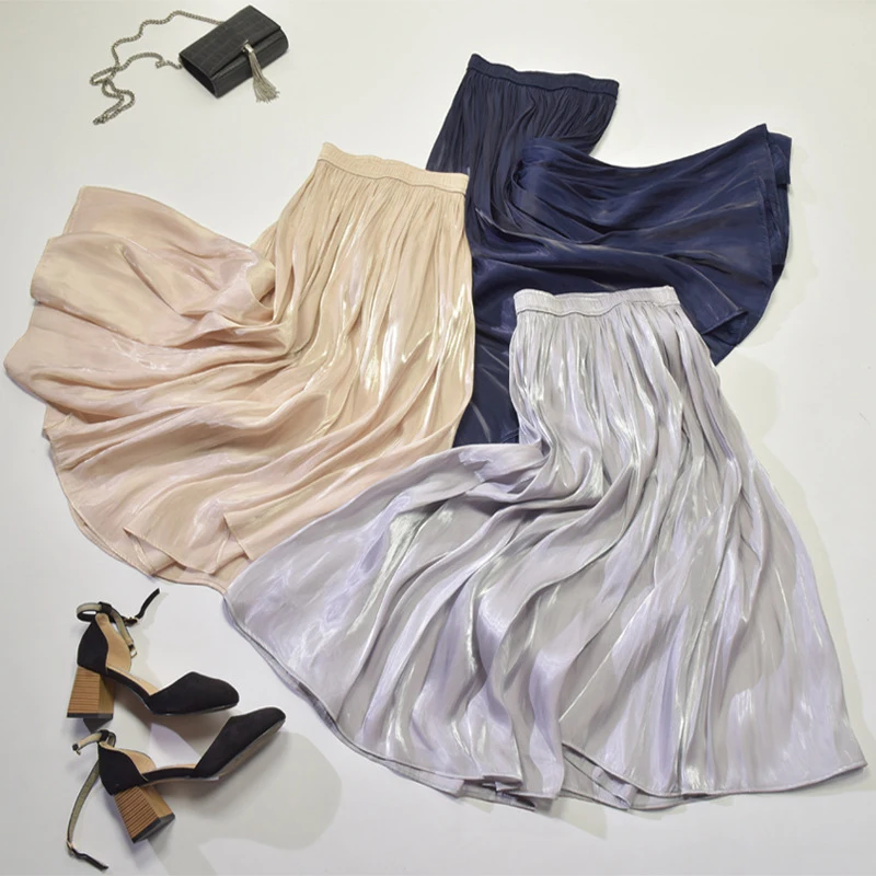 2025 Women Summer White Long Skirt Chic Brand Top Quality Women Pleated Skirts High Waist Women Pink Skirts Faldas Saias Jupe 3