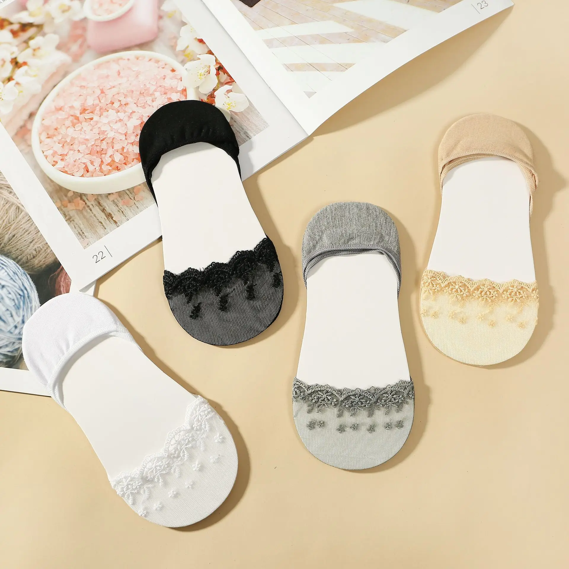 

Breathable Lace Sock Slippers Invisible Boat Socks Women Summer Socks Short Female Slippers Calcetines Invisibles Mujer