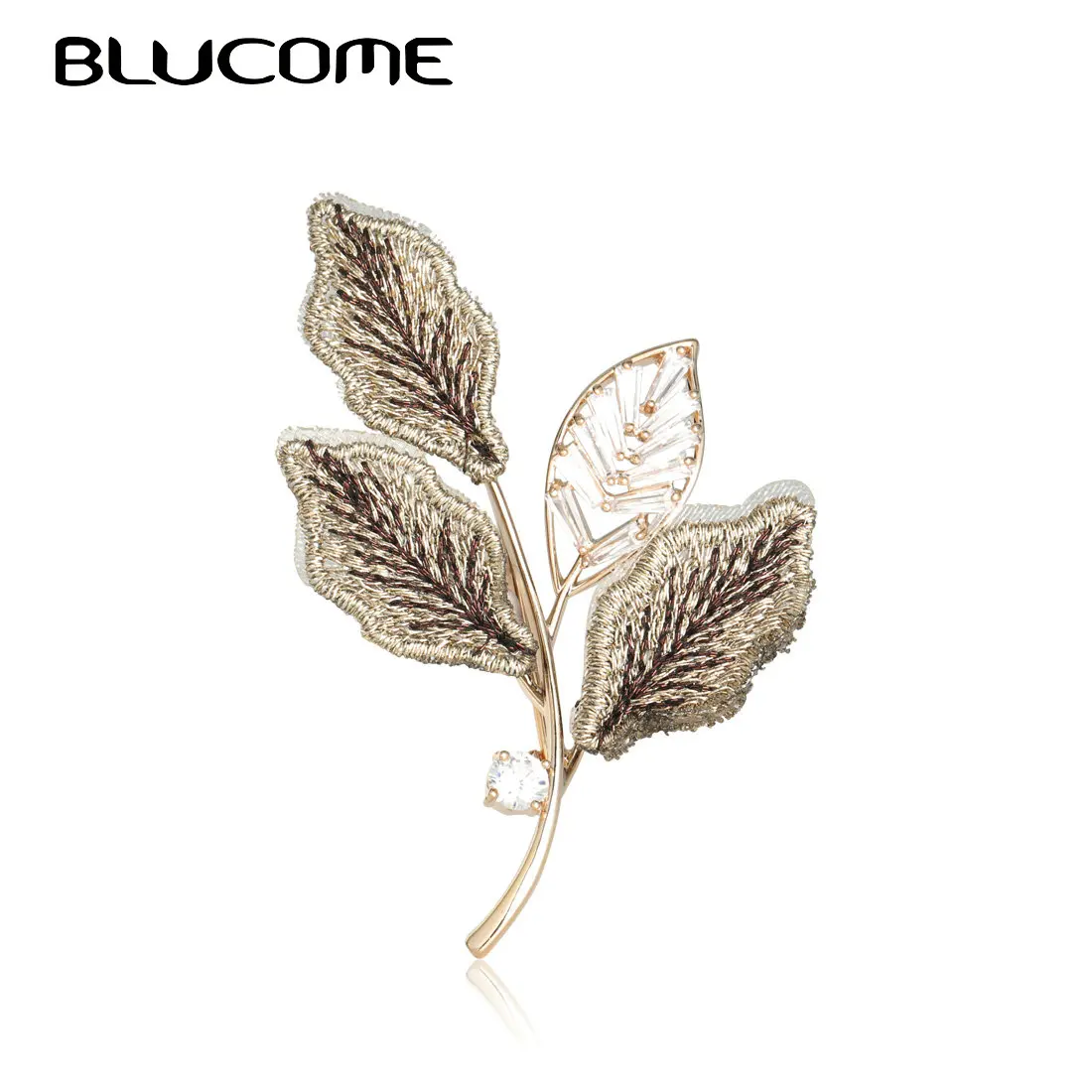 Blucome, кубический циркон, в форме цветка, в форме листа, медь, броши для женщин, золотой цвет, вышивка, ремесла, свадебные, для невесты, на лацкане, булавки, подарки