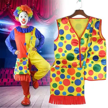 

Colorful Dot Clown Vest Clown Shoulder Bags Halloween Cosplay Performance Wear Tops Halloween Makeup Costumes Cosplay Clothing