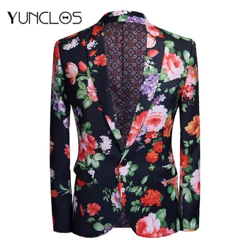 

YUNCLOS Men's Floral Printed Blazer Wedding Party Suit Jackets Single-Breasted Slim Fit Blazer Jackets blazer masculino