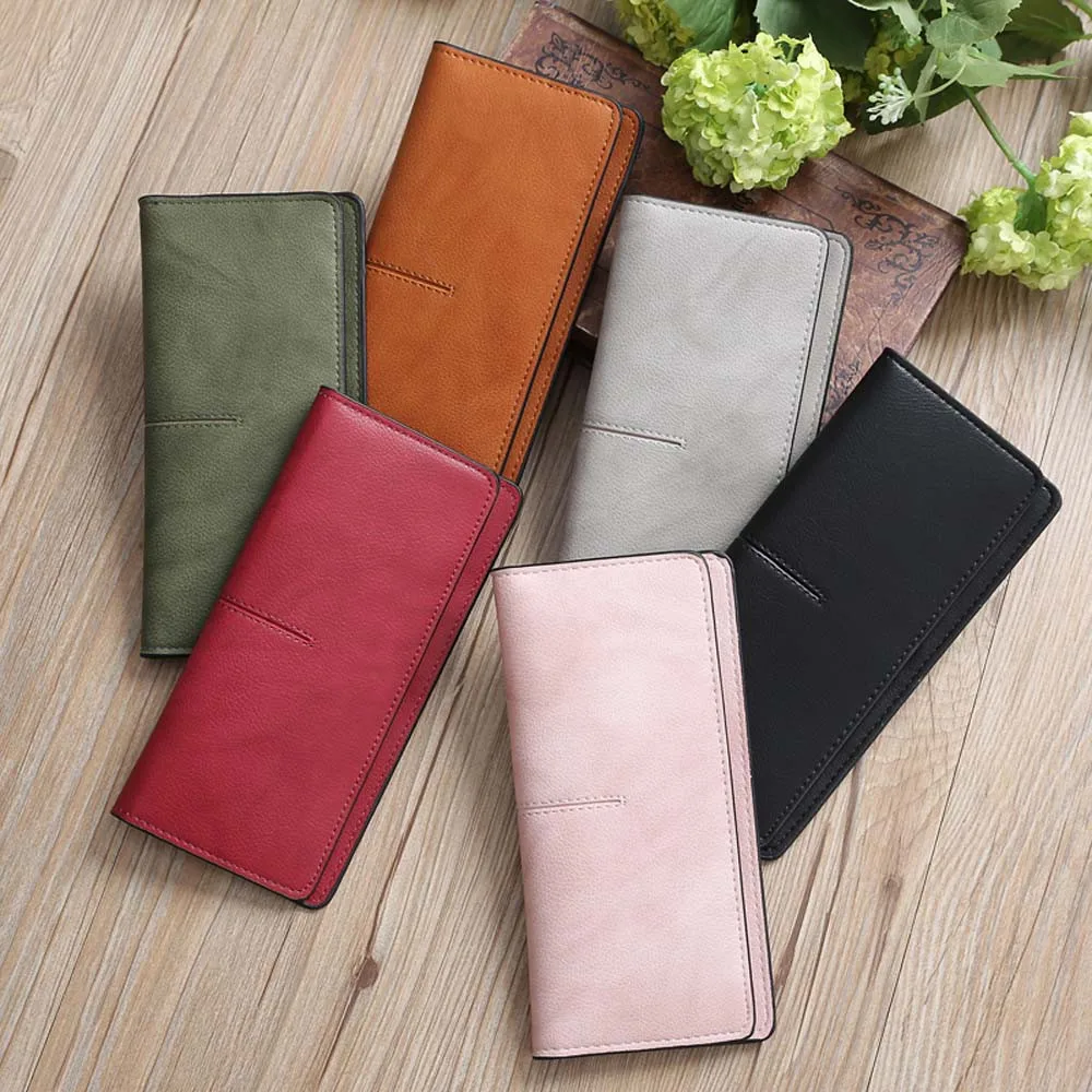 

Long Wallet Women Simple Hasp Purse Fashion Coin Purse Card Holders High Quality Clutch Money Bag Casual Leather Wallet