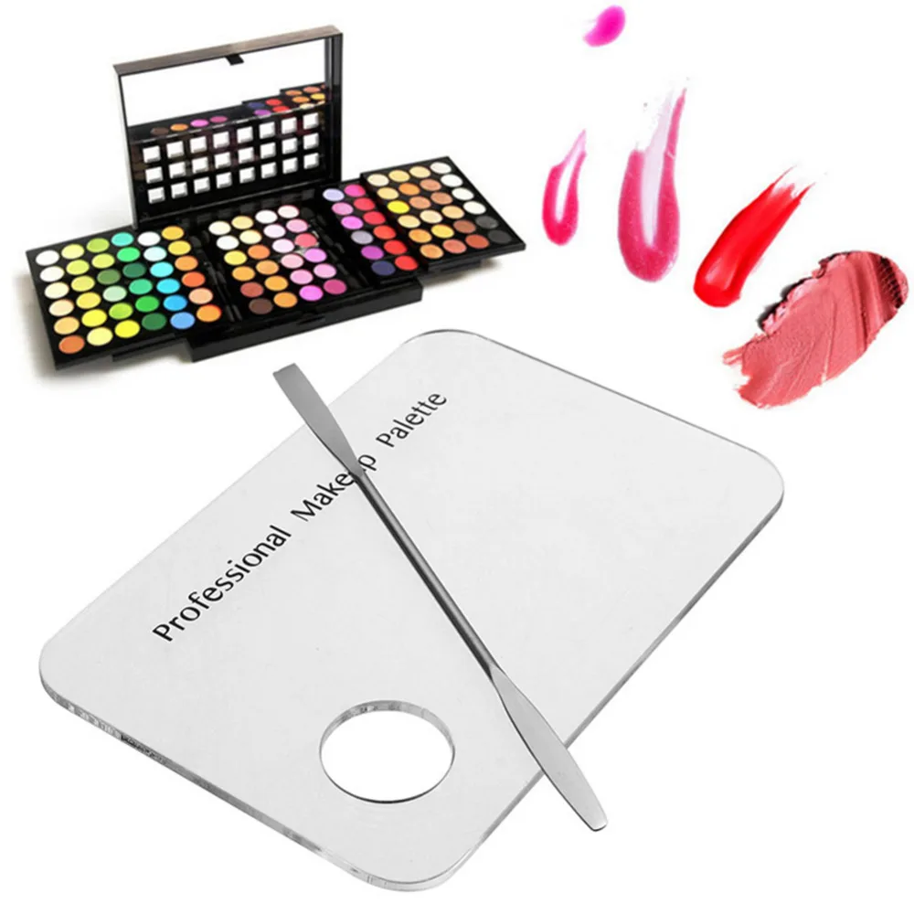 1Pcs Acrylic Empty Palette Eyeshadow Pans Spatula Cosmetic Palettes
