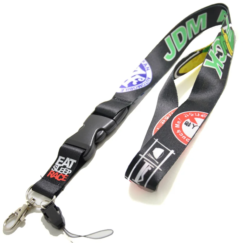 

JDM AS F Lanyard Racing Keychain Strap BLACK Lanyard Neck Phone Key Chain Strap Quick Release 2 Sided Print