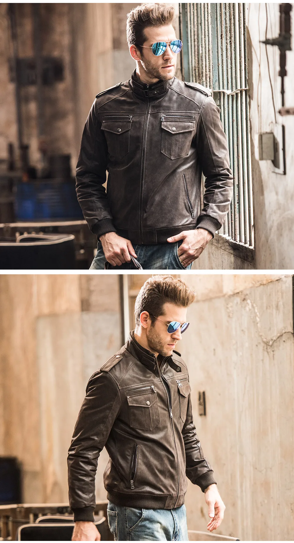 Men's pigskin motorcycle real leather jacket padding cotton winter warm coat male Genuine Leather jacket