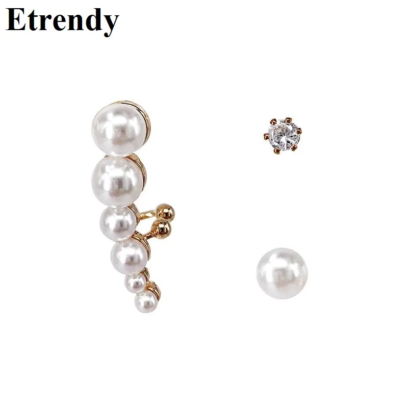

Korean AB Design Simulated Pearl Ear Cuff Earrings For Women Lady 2019 Fashion Jewelry Stud Earrings Bijoux