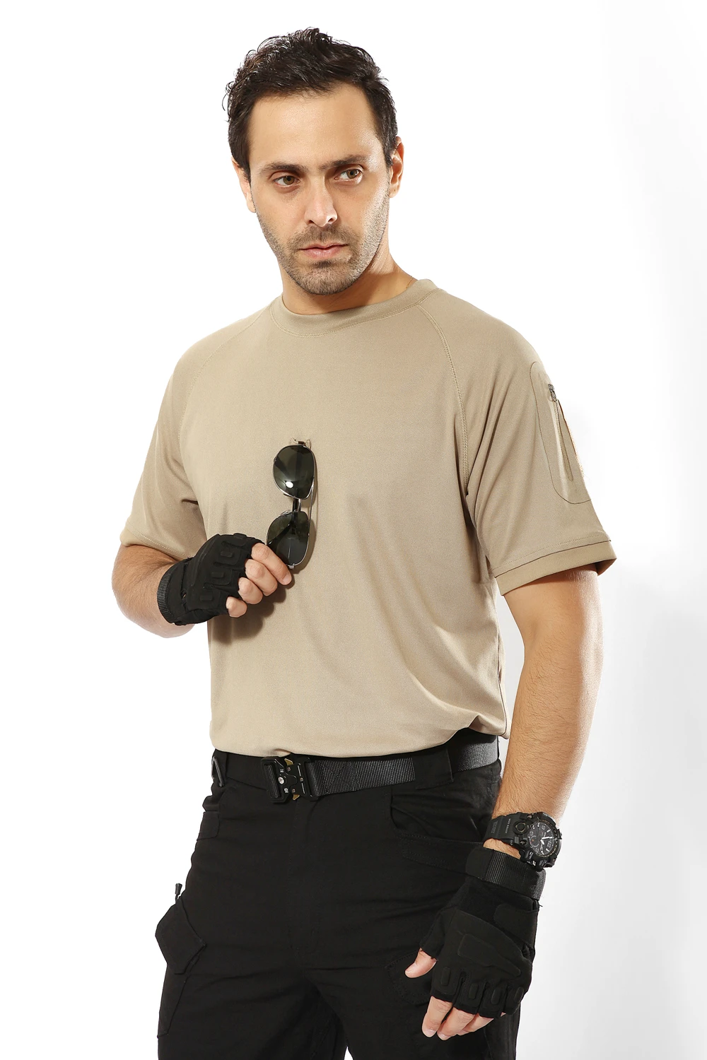 Летняя мужская Спортивная камуфляжная футболка с короткими рукавами, дышащие быстросохнущие футболки, походная охотничья рыболовная камуфляжная футболка
