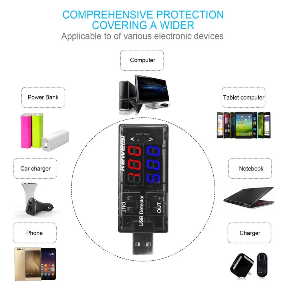 Двойной дисплей USB Тестер DC Цифровой вольтметр Индикатор напряжения тока зарядное устройство индикатор тока измерительный прибор